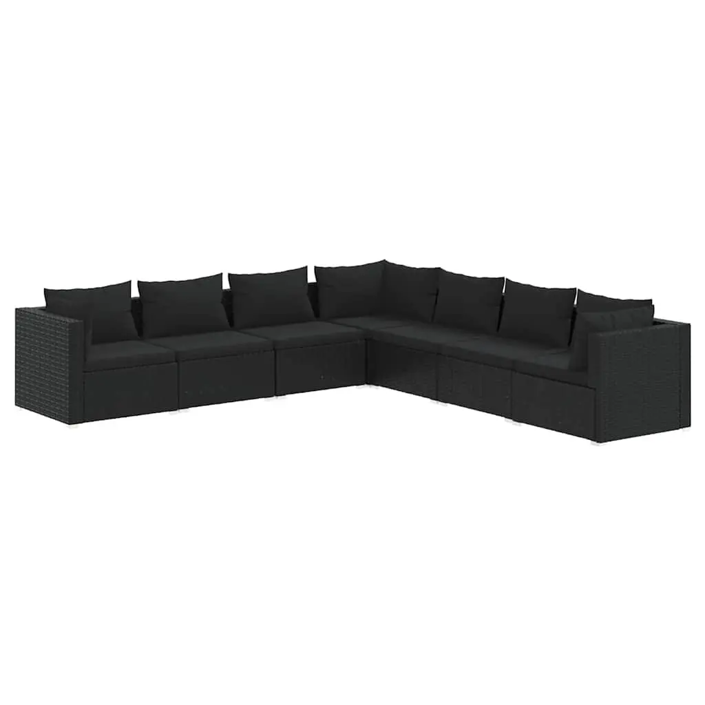 7 Piece Black Modular Garden Lounge Set