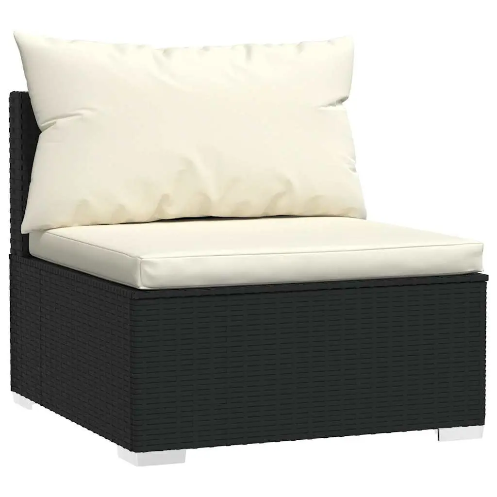 Outdoor Lounge Set for Garden 8 Piece Modular Black Rattan Sofa with Cushions