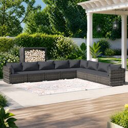 8-Piece Outdoor Modular Lounge Set - Grey PE Rattan