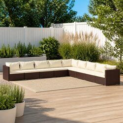 9-Piece Modular Garden Lounge Set with PE Rattan Sofa