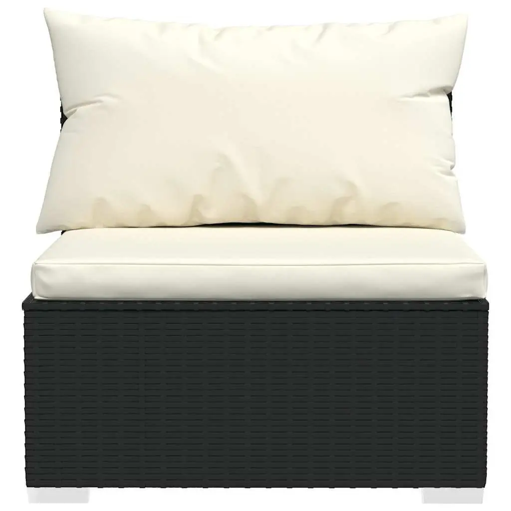 6 Piece Garden Lounge Set with Cushions Poly Rattan Outdoor Furniture Black