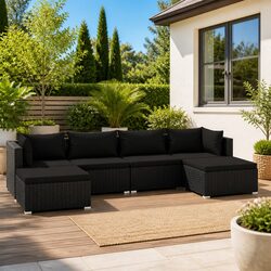 Specifications of the 6 Piece Poly Rattan Lounge Set