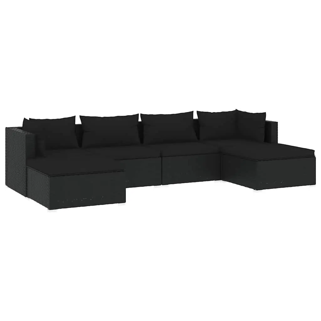 6 Piece Poly Rattan Lounge Set