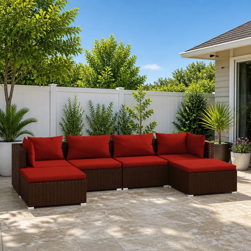 Garden Lounge Set 6 Piece Outdoor Furniture for Patio and Garden Brown