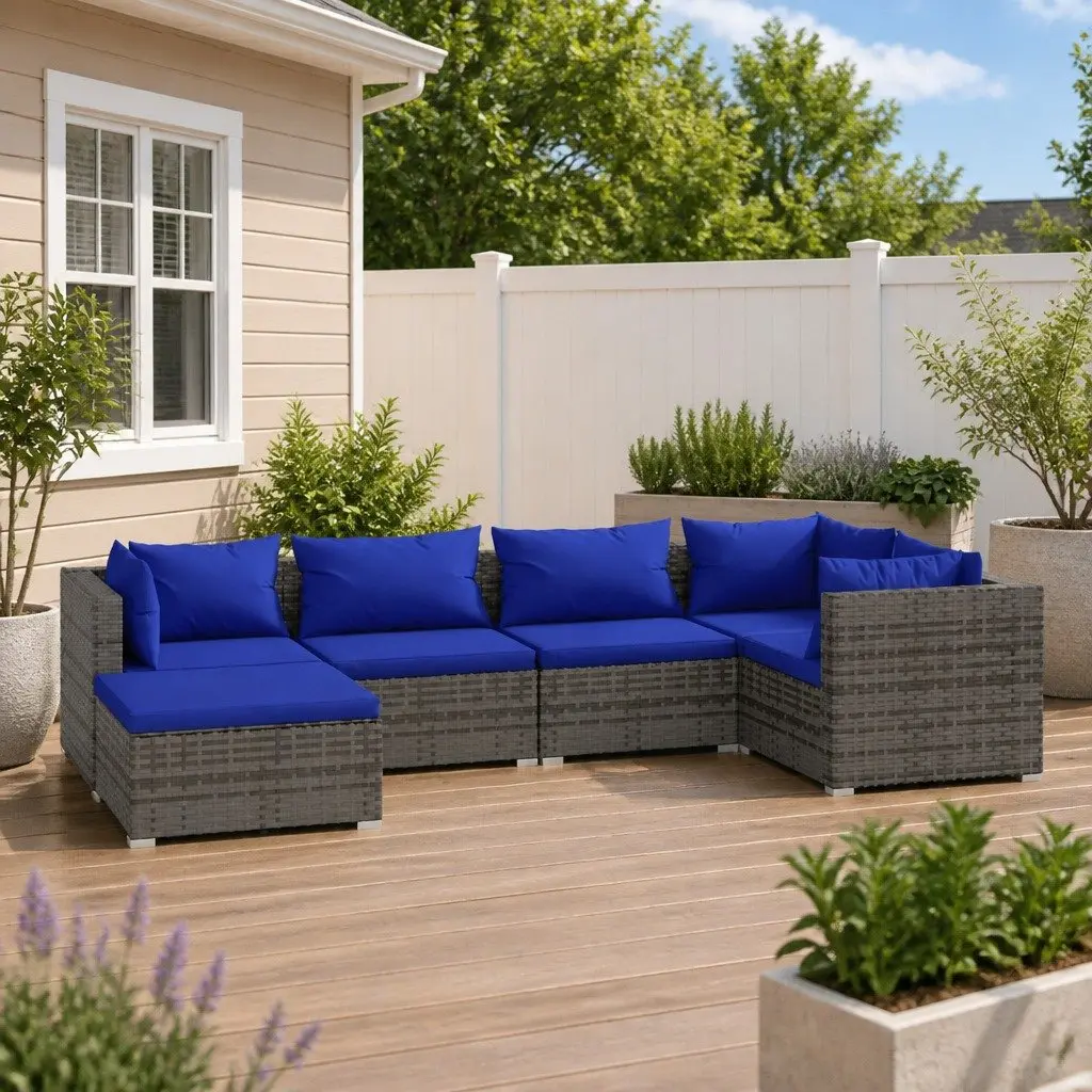 6 Piece Garden Lounge Set Outdoor Patio Furniture Grey