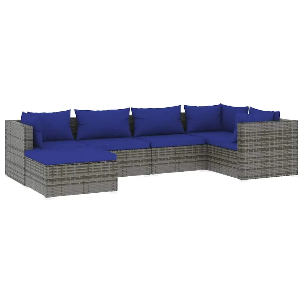 6 Piece Garden Lounge Set Outdoor Patio Furniture Grey