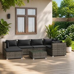 7 Piece Modular Garden Lounge Set - Durable Grey Design
