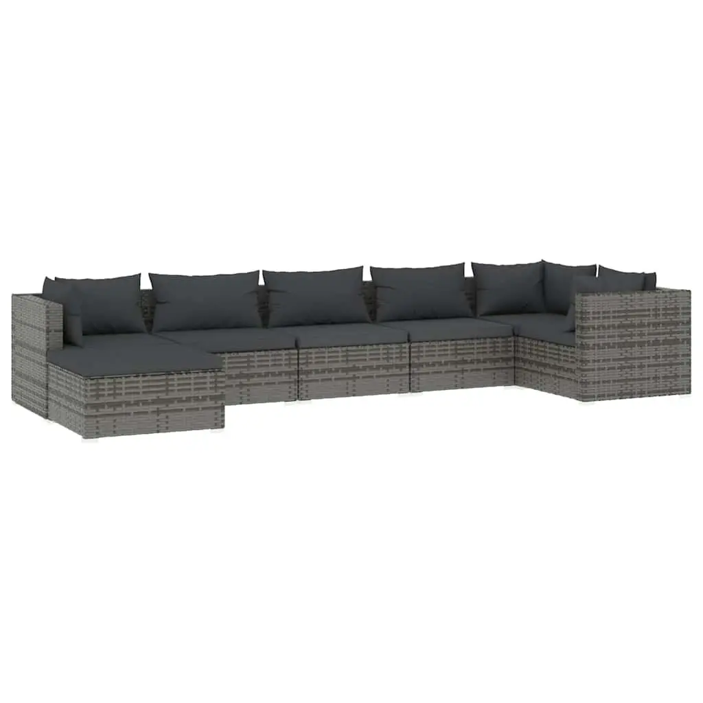 Garden Lounge Set Outdoor 7 Piece Modular Poly Rattan Furniture with Cushions