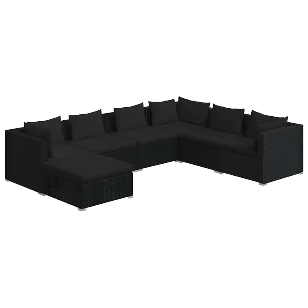 7 Piece Garden Lounge Set Outdoor Modular Furniture Black