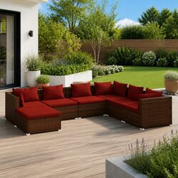 Specifications of 7 Piece Poly Rattan Lounge Set with Cushions