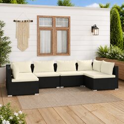 6-Piece Outdoor Lounge Furniture Set: Poly Rattan Construction
