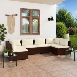 Garden Lounge Set: 6-Piece Modular Poly Rattan Furniture