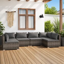 Outdoor Lounge Set - 6 Modular Pieces with Rattan