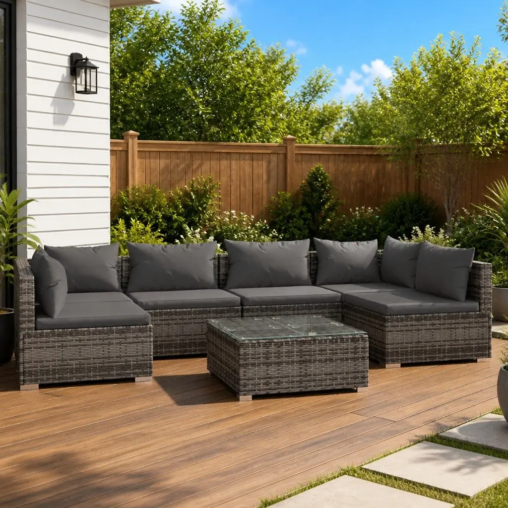 7 Piece Garden Lounge Set Outdoor Furniture Grey