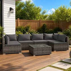 Specifications of 7-Piece Outdoor Lounge Set in Grey