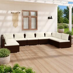 9-Piece Modular Patio Furniture Set in Brown