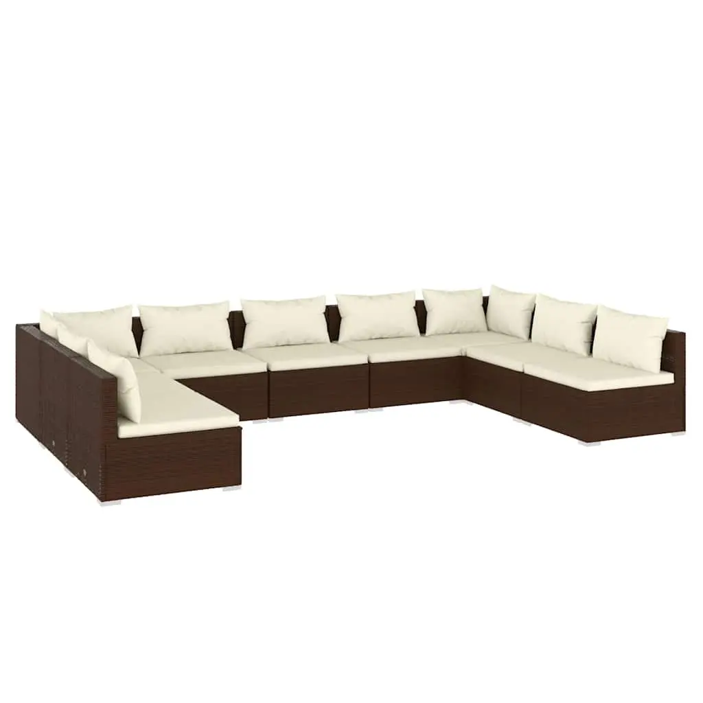9 Piece Outdoor Garden Lounge Set Modular Patio Furniture Brown