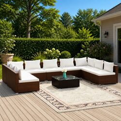 Specifications of Brown Modular 10-Piece Garden Lounge Set