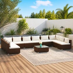 Modular 11-Piece Outdoor Lounge Set with Poly Rattan Construction