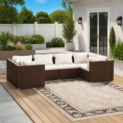 6-Piece Modular Garden Lounge Set - PE Rattan & Steel Frame