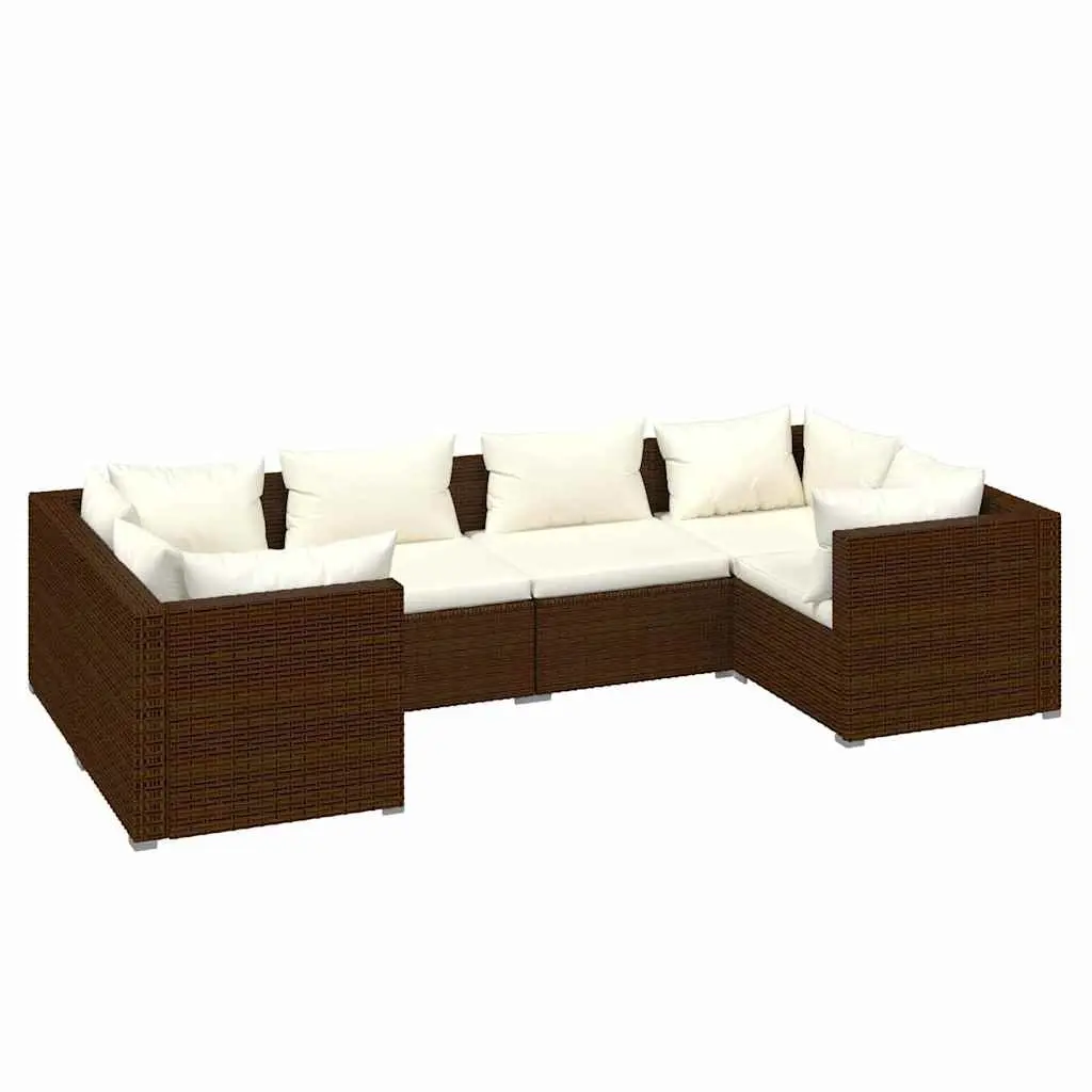 Modular Outdoor Lounge Set 6 Piece Garden Furniture Brown Cushions