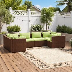 Specifications of 6 Piece Poly Rattan Lounge Set Brown