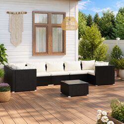 Garden Lounge Set 8 Piece Outdoor Patio Furniture Poly Rattan Black Modular