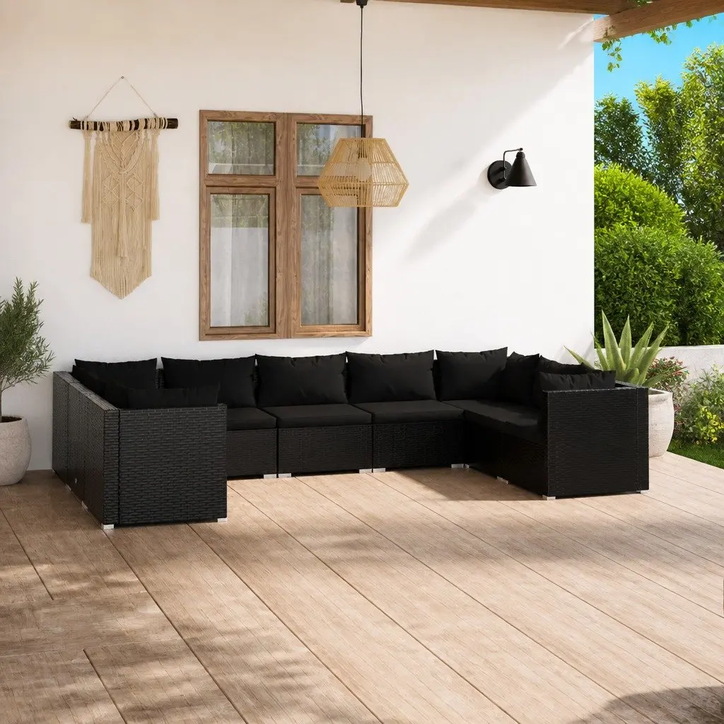 9 Piece Poly Rattan Garden Lounge Set for Outdoor Use with Cushions