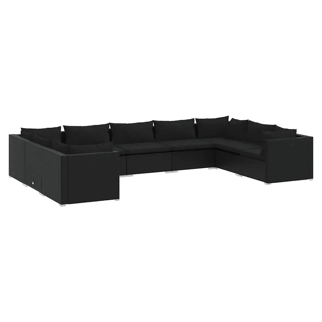 9 Piece Poly Rattan Garden Lounge Set for Outdoor Use with Cushions