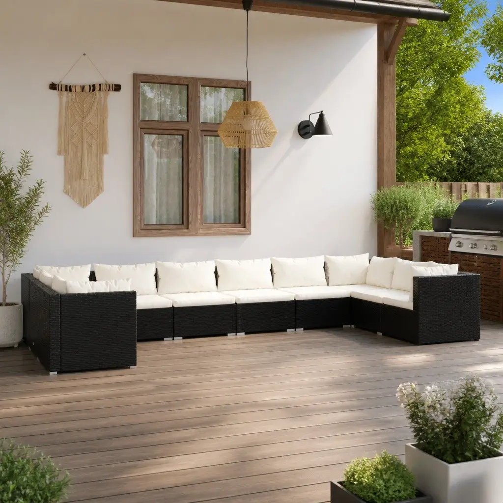 Outdoor Garden Lounge Set 10 Piece Modular Patio Furniture Black