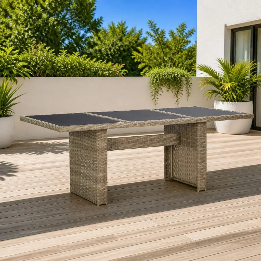 Brown Rattan Outdoor Dining Table 200x100x74cm