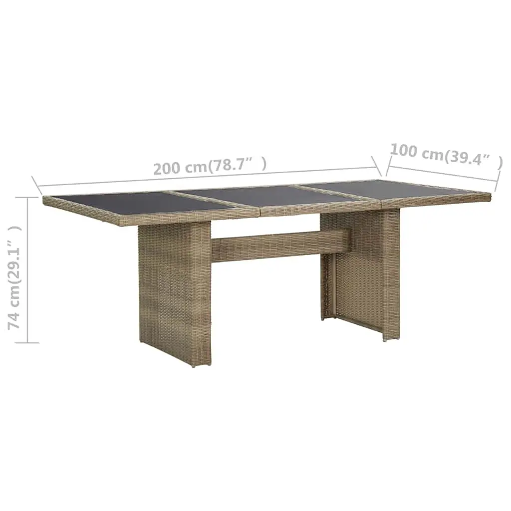 Brown Rattan Outdoor Dining Table 200x100x74cm