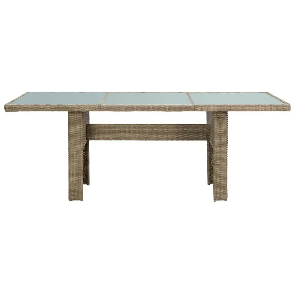 Outdoor Dining Table Brown Garden Furniture Glass Top Patio Rattan 200x100x74cm