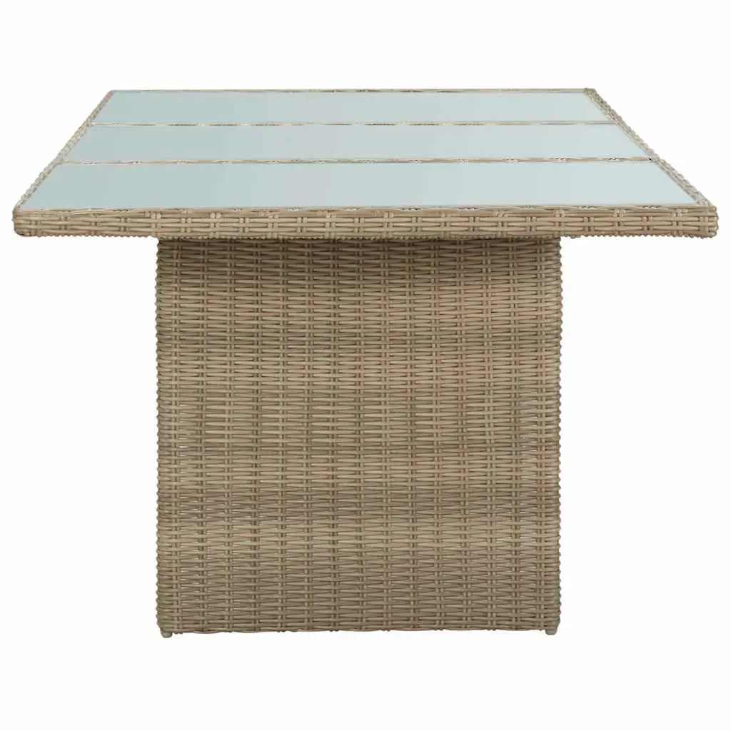 Outdoor Dining Table Brown Garden Furniture Glass Top Patio Rattan 200x100x74cm