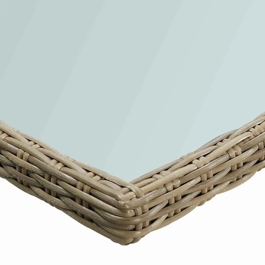 Outdoor Dining Table Brown Garden Furniture Glass Top Patio Rattan 200x100x74cm