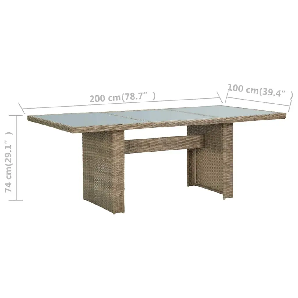 Outdoor Dining Table Brown Garden Furniture Glass Top Patio Rattan 200x100x74cm