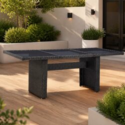Garden Dining Table Specifications: Black Glass Top