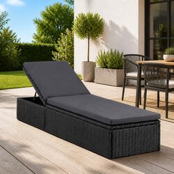 Sun Lounger Outdoor Chaise Lounge Rattan Patio Garden Sunbed Relaxation