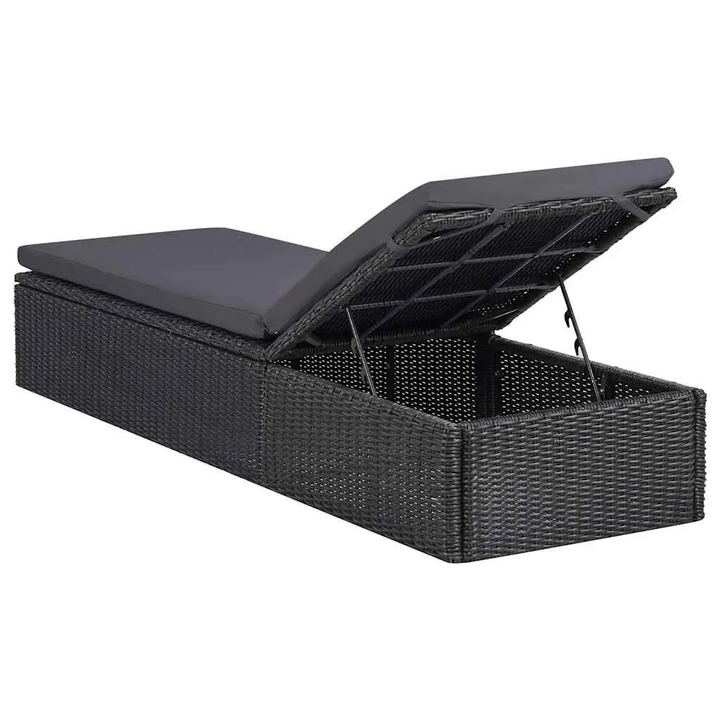 Sun Lounger Outdoor Patio Garden Chaise Lounge Black