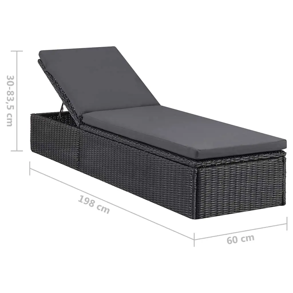 Sun Lounger Outdoor Patio Garden Chaise Lounge Black