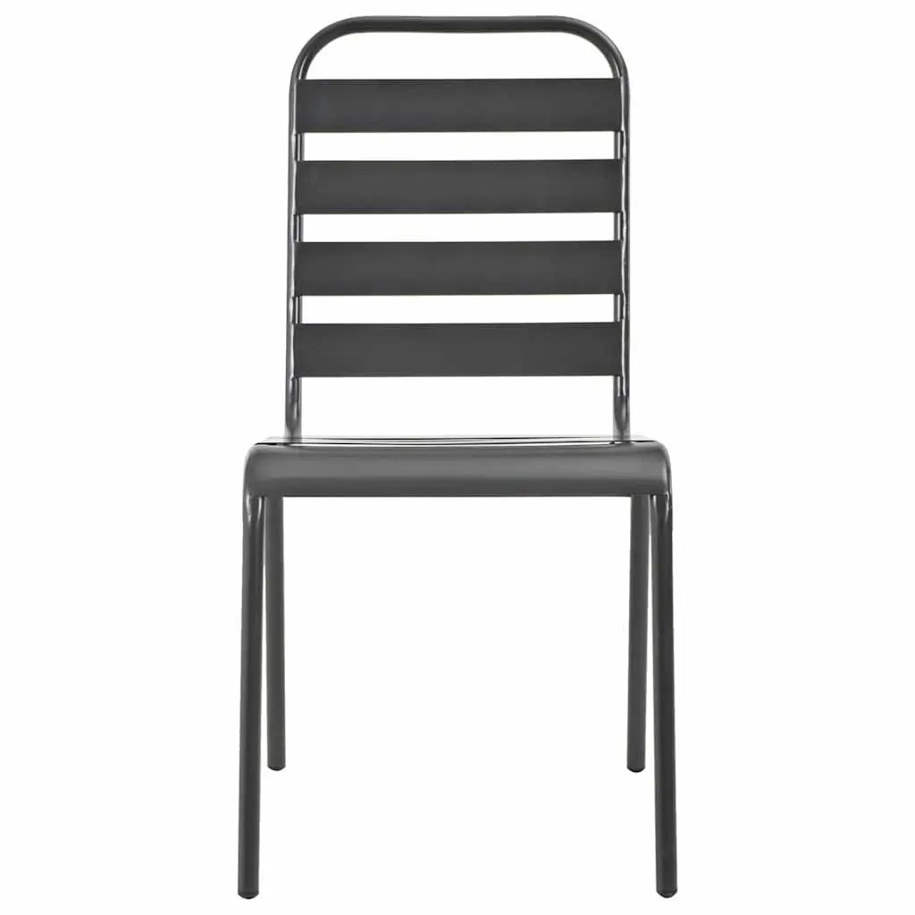 Outdoor Chairs 4 pcs Slatted Design Steel Garden Patio Seating Dark Grey