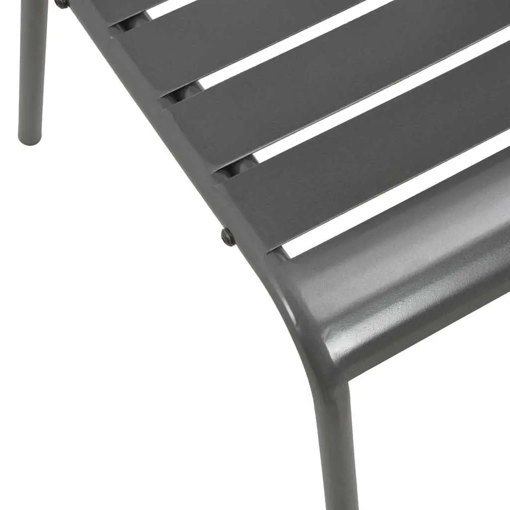 Outdoor Chairs 4 pcs Slatted Design Steel Garden Patio Seating Dark Grey