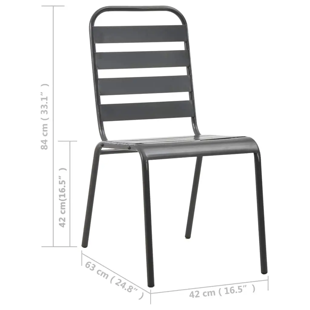 Outdoor Chairs 4 pcs Slatted Design Steel Garden Patio Seating Dark Grey