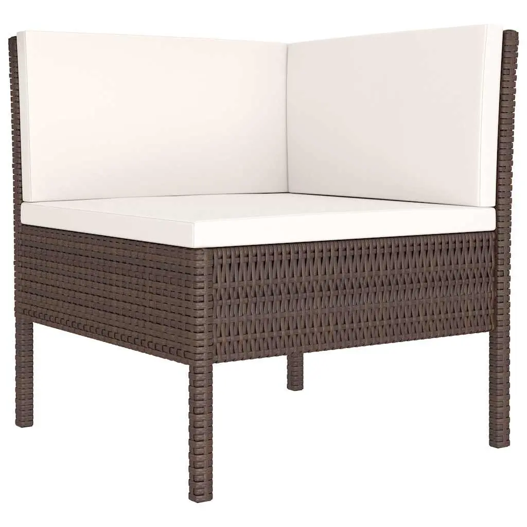 Garden Lounge Set 3 Piece Outdoor Furniture Brown Poly Rattan Sofa with Cushions