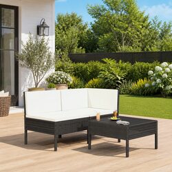 3-Piece Garden Lounge Set: Rattan Sofa Chairs & Table
