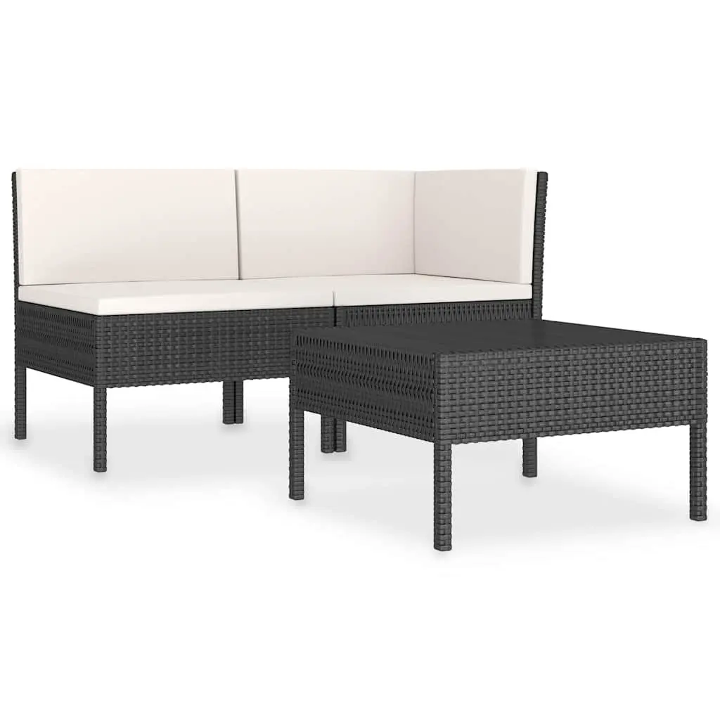 Outdoor Lounge Set 3 Piece Patio Garden Furniture Rattan Sofa Chair Table with Cushions