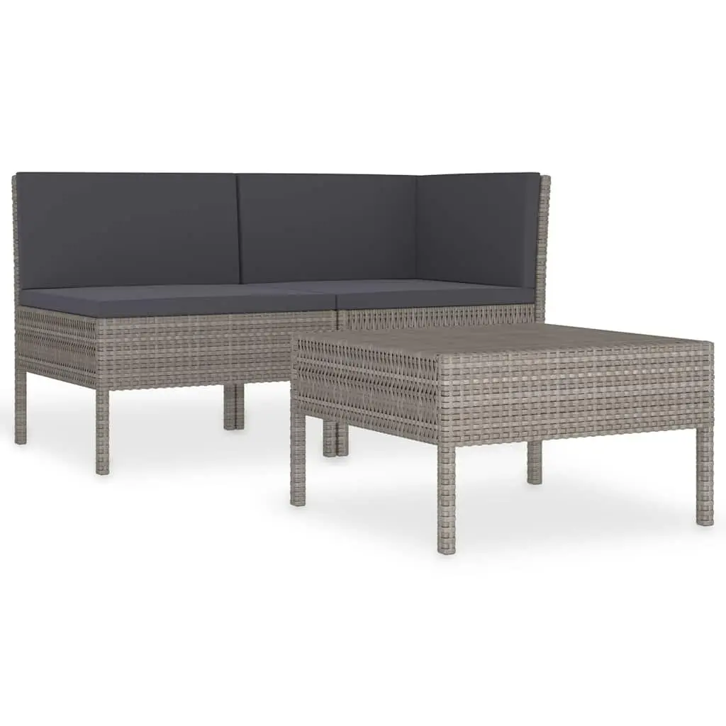 Garden Lounge Set 3 Piece Outdoor Furniture for Patio Grey