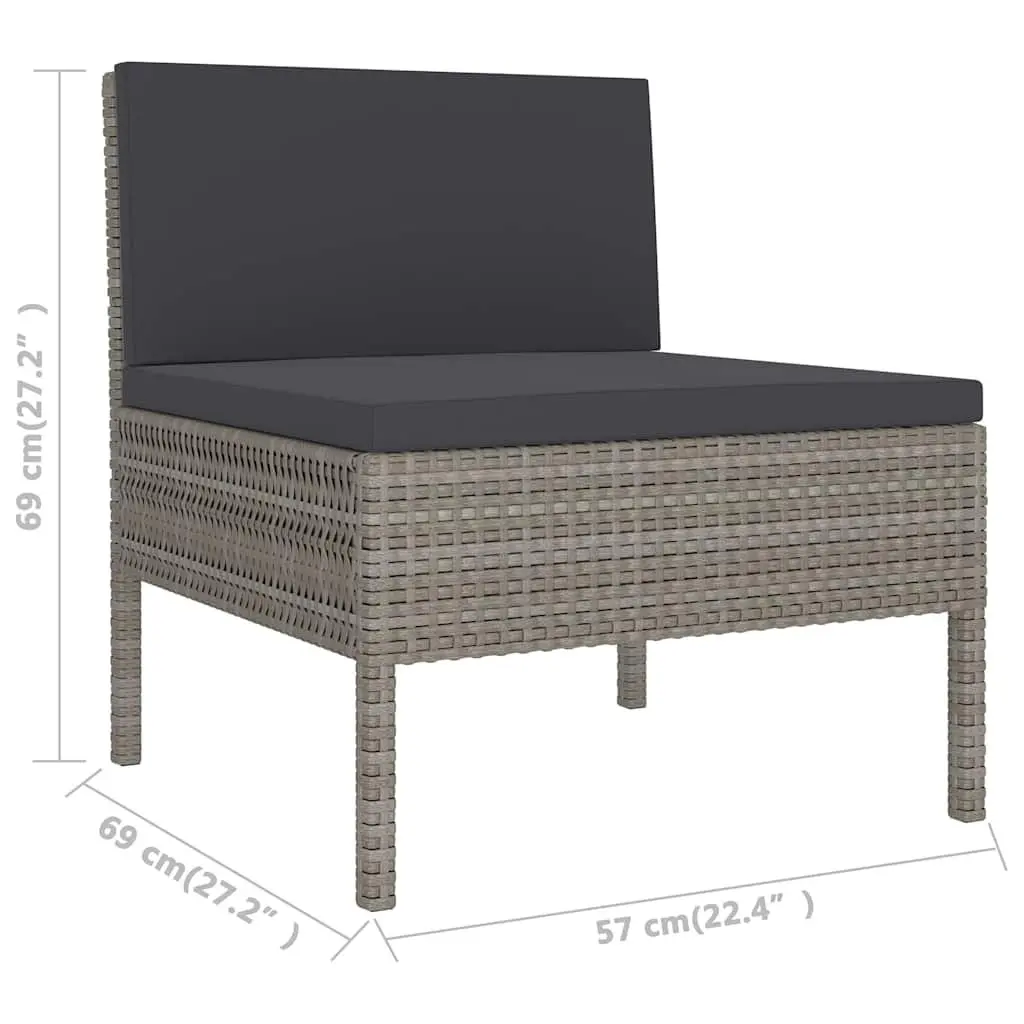 Garden Lounge Set 3 Piece Outdoor Furniture for Patio Grey