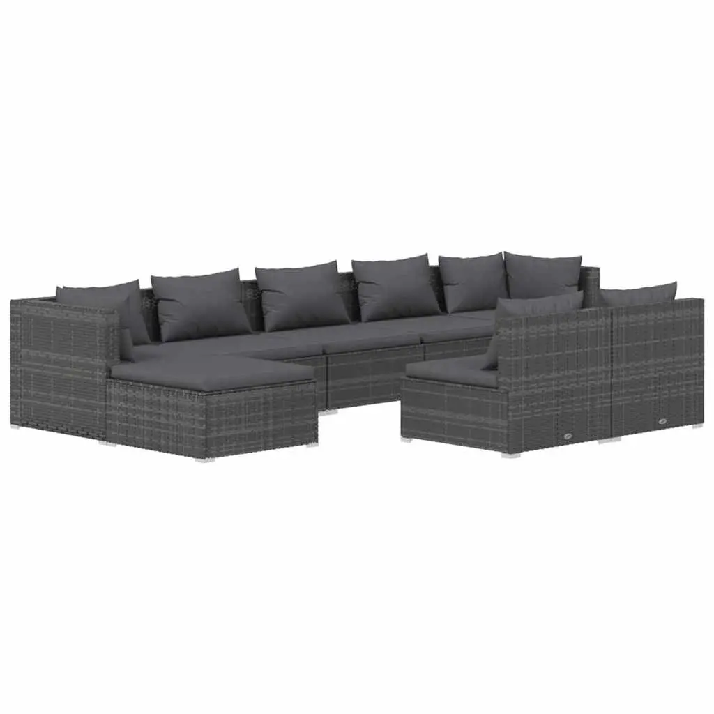 9 Piece Outdoor Lounge Set with Removable Cushions Grey