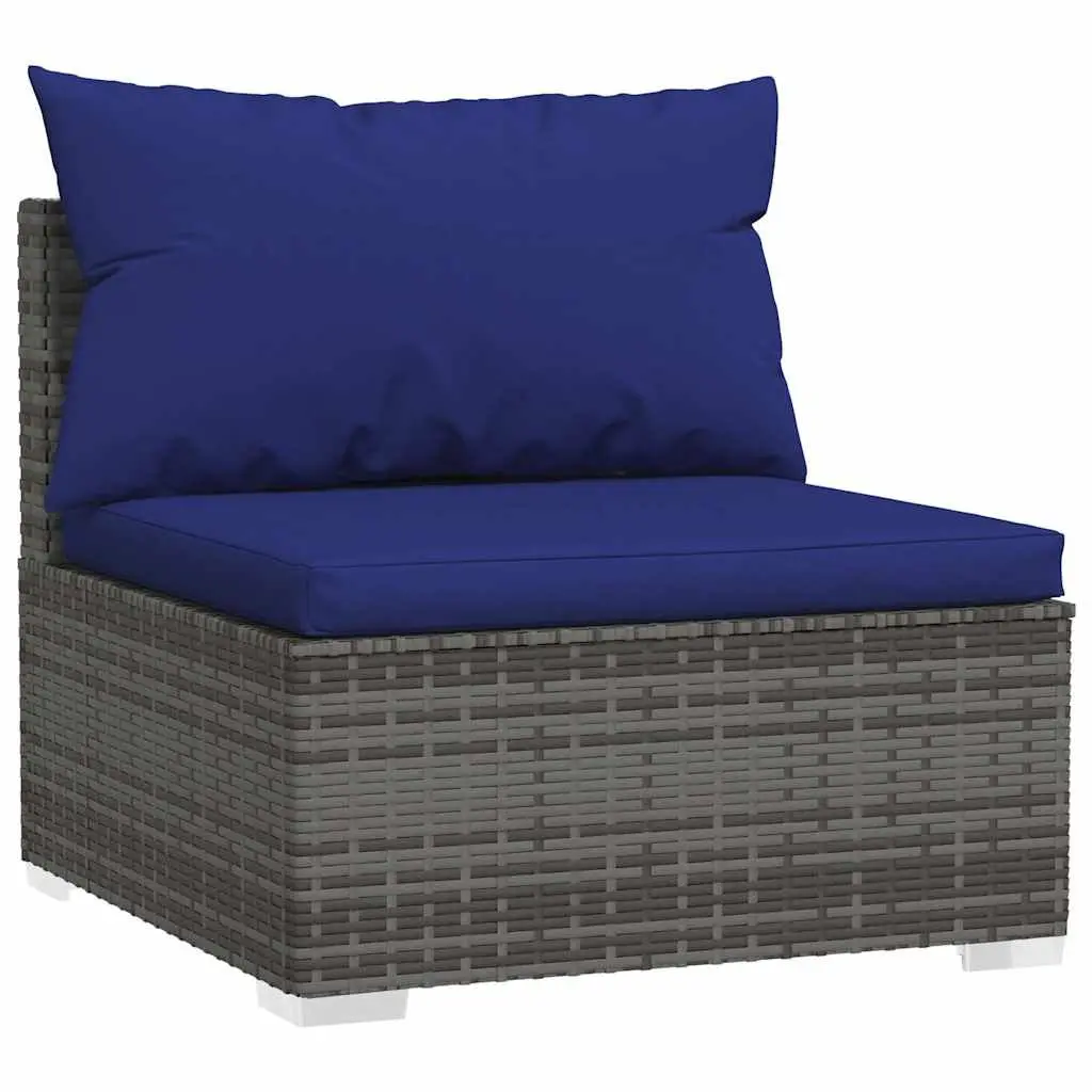 Garden Lounge Set 9 Piece Outdoor Furniture Modular Grey Poly Rattan with Cushions